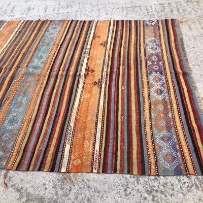 Living Room Kilim Rug,  Bohemian Stripe Turkish Kilim , Pastel Colorfull Rustic Turkish Kilim, Vintage Area kilim Rug, Turkish Kilim 5’7×9’7