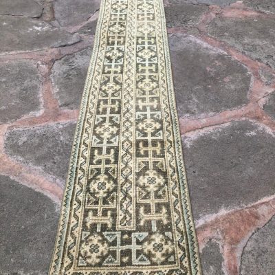 Narrow runner rug/ Turkish rug runner/ 1’10×10’1 ft/ vintage rug runner/ patchwork runner rug/ runner rug/ oushak runner rug/ wool runner ru