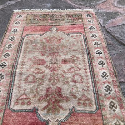 Muted Colored Turkish Oushak Bathroom Rug, Small Turkish Oushak Rug, Door Mat Rug, Bedside Rug, Entryway Rug, Bath Rug, Floor Rug, 1’10×2’11