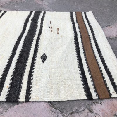 Minimall Kilim Runner, Turkish Kilim Runner Rug, White Brownish Kilim Runner Rug, Stripe Design Kitchen Kilim Runner, Hallyway Kilim Runner