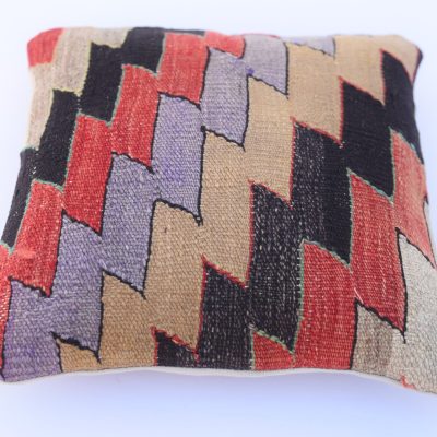 Multicolor Oriental Nomadic Kilim Pillowcase, Anatolian Home Decor Cushion Pillow Kilim Linen, Handwoven Decorative Kilim Pillowcase 16″x16″