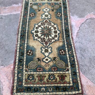 Small Oushak Turkish Rug, Decorative Small Rug, Small Carpet Rug, Bedside Rug, Shoe Mat, Placemat Rug, Anatolian Vintage Small Rug, 1’9×3’9