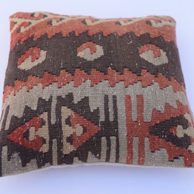 Kilim Oriental Pillowcase, Handwoven Nomadic Style Cushion Cover, Oriental Decorative Pillowcase,Anatolian Decorative Kilim Pillow 16”x16”