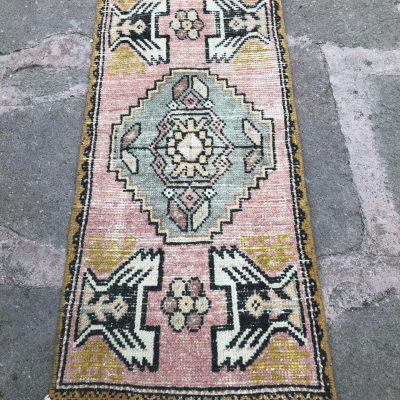 Oushak Bohemian Small Rug, Turkish Rug, Small Rug, Door Mat Rug, Entryway Rug, Bedside Rug, Vintage Oushak Rugs, Handmade Turkish  1’6×3’3