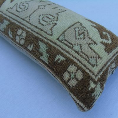 Bed Rug Pillow, Ethnic Lumbar Rug Pillow, Bohemian Rug Pillow, Rug Lumbar Pillow, 10×35 inch Vintage Rug Cushion Cover,