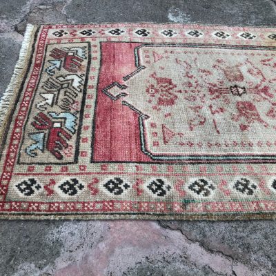 Small Rug, Small Turkish Rug, Vintage Rug, Pastel Rug, Handwoven Rug, Rustic Rug, Indoor Rug, Bath Rug, 1’10×3’1 Door Mat Rug, Bedside Rug