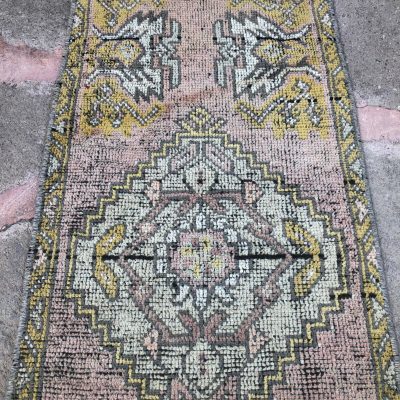 Turkish Small RUg, Vintage Small Rug, Door Mat Rug, Bedside Rug, Bath Rug, Powder Room Rug, Small Anatolian Rug, Yastikli Rug, 1’7×3’4