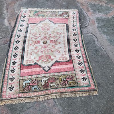 vintage entry rug/ small Turkish rug, oushak small rug/ bathroom rug/ bedside rug/ bohmian small rug/ front door rug, powder room rugs,