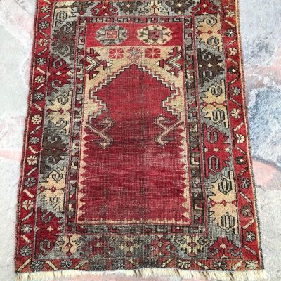 Turkish Prayer Red Rug, Spectacular Prayer Rug, Anatolian Prayer Rug, Turkish Vintage Rug, tribal Prayer Rug, Oriental Prayer Rug, 2’11×3’9