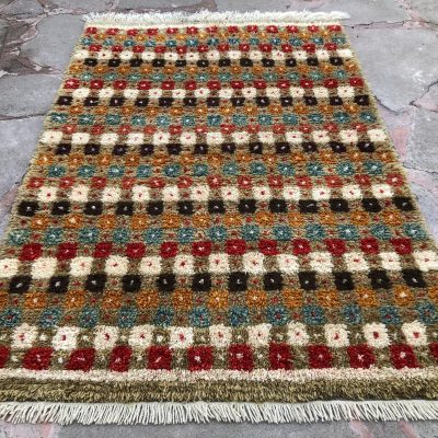 Checkered Design Rug, Tribal Turkish Tulu Rug, Shaggy Rug, Multi-Colors Rug, Checkered design  Rug, Area Rug, Vintage Rug, Decorative Rug,