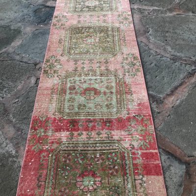 Oushak Runner Rug, Turkish Runner Rug, Handwoven Medallion Anatolian Runner Rug, Oriental Runner Rug, Vintage Turkish Runner Rug, 2’6×11’7