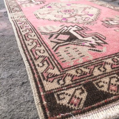 Turkish Small Rug, Small Vintage Turkish Rug, Door Mat Oushak Rug, Small Oushak Rug, Vintage Small Rug, powder room rug, cloakroom rugs,