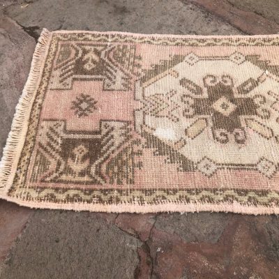 Small Carpet Oushak Rug, Bohemian Door Mat, Vintage Small Carpet, Anatolian Small Rug, Kitchen Sink Rug, Orietal Design Bath Rug, 1’7 x 3’1