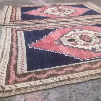 Pair of Small Oushak Rug, Anatolian Oushak Rug,  Small Rug, Small Vintage Rug, Oushak Bedside Rug, Oushak Door Mat, Bath Rug,