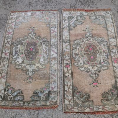 pair of small turkish rug / small pair turkish rug / Turkish small pair rug / oushak pair small rug / small pair turkish rug / pair rugs