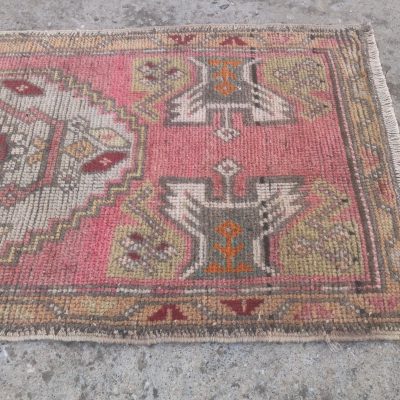 Small Turkish Rug, Oriental Small Rug, Vintage Door Mat, Oushak Bedside Rug, Powder Room Turkish Rug, Vintage Shoe Mat Rug, Rustic Bath Rug,