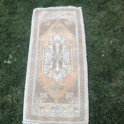 Turkish Small Oushak Rug, Small Vintage Turkish Oushak Rug, Door Mat Oushak Rug, Small Oushak Rug, Vintage Small Area Rug,