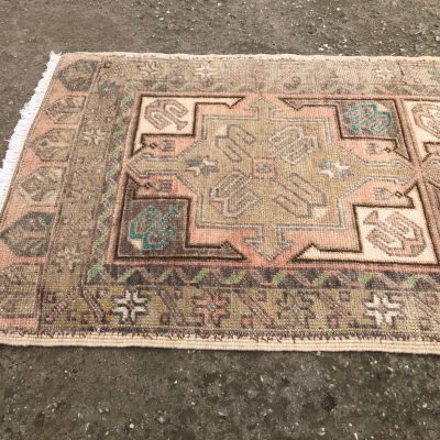 Small Oushak Rug, Vintage Door Mat Rug, Anatolian Small Rug, Kitchen Small Rug, Shoe Mat, Yastik Rug, Turkish Small Rug, Bedside Rug