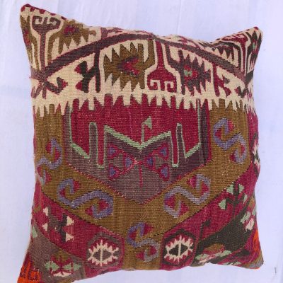 Anatolian Kilim Cushion Cover, Throw Pillow Kilim Linen, Handwoven Kilim Pillowcase, Nomadic Stripe Kilim Headrest Pillow Cover, 20”x20”