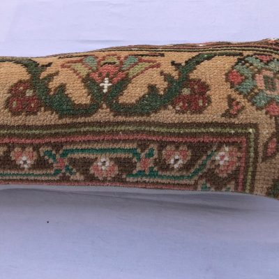 Turkish Lumbar Pillow Cover // Rug Lumbar Pillow Cover // Extra Long Lumbar Pillow Cover // 10 x 48  / Turkish Boho Pillow / Wool Rug Pillow