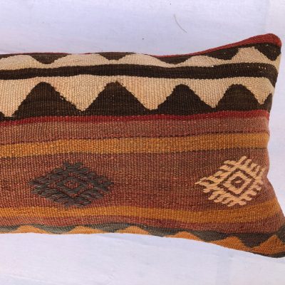Vintage Kilim Pillowcase, Oriental Nomadic Decorative Pillowcase, Lumbar Cushion Kilim Cover, Anatolian Home Decor Pillowcase, 12×23