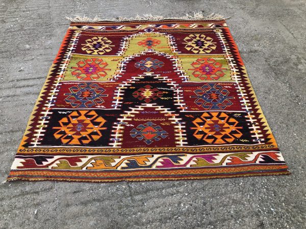 kilim rug, turkish rug kilim, kilim, kilims, turkish kilim rug, tribal kilims, kelim, vintage turkish kilims, old turkish kilims 5’5x6’1 - Image 10