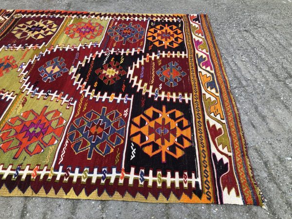 kilim rug, turkish rug kilim, kilim, kilims, turkish kilim rug, tribal kilims, kelim, vintage turkish kilims, old turkish kilims 5’5x6’1 - Image 9