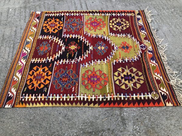 kilim rug, turkish rug kilim, kilim, kilims, turkish kilim rug, tribal kilims, kelim, vintage turkish kilims, old turkish kilims 5’5x6’1 - Image 4