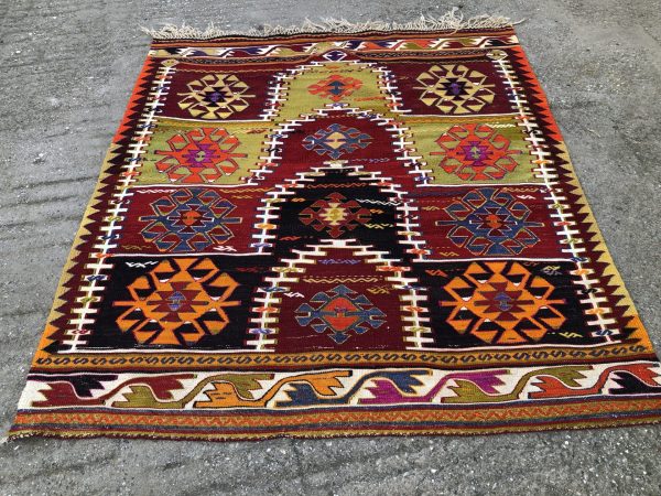 kilim rug, turkish rug kilim, kilim, kilims, turkish kilim rug, tribal kilims, kelim, vintage turkish kilims, old turkish kilims 5’5x6’1 - Image 7