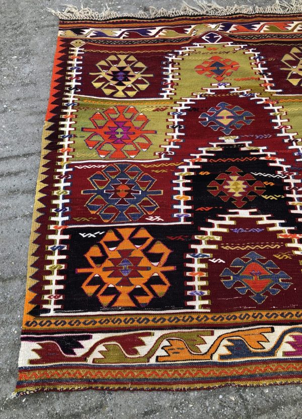 kilim rug, turkish rug kilim, kilim, kilims, turkish kilim rug, tribal kilims, kelim, vintage turkish kilims, old turkish kilims 5’5x6’1 - Image 3