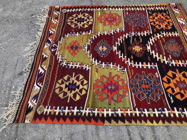 kilim rug, turkish rug kilim, kilim, kilims, turkish kilim rug, tribal kilims, kelim, vintage turkish kilims, old turkish kilims 5’5x6’1 - Image 5