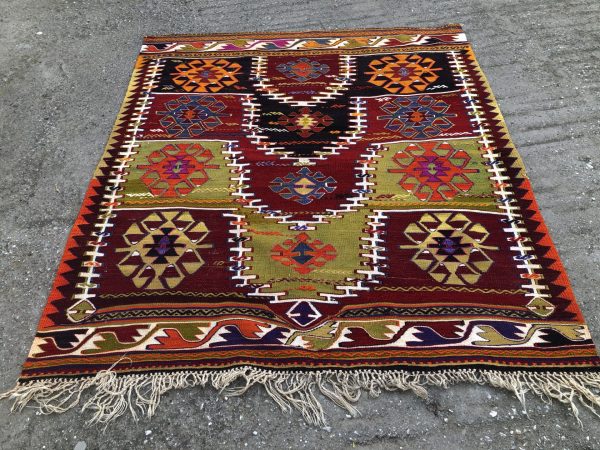 kilim rug, turkish rug kilim, kilim, kilims, turkish kilim rug, tribal kilims, kelim, vintage turkish kilims, old turkish kilims 5’5x6’1 - Image 6